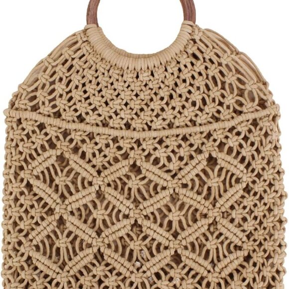 Handbags - Handmade Cotton Rope Straw Bag Woven Shoulder Bag for Women Casual Travel